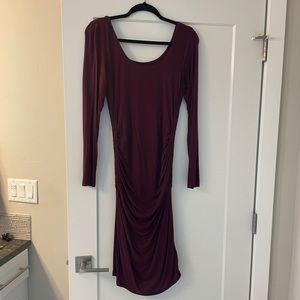 Ingrid & Isabel Everywear Long-sleeve Dress, maroon (fig), size small